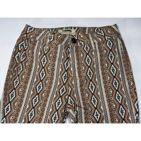 Rock & Roll Denim Womens Tan Aztec Print Bargain Button Flare Pants - Sz 25x33.5 - Picture 3 of 7